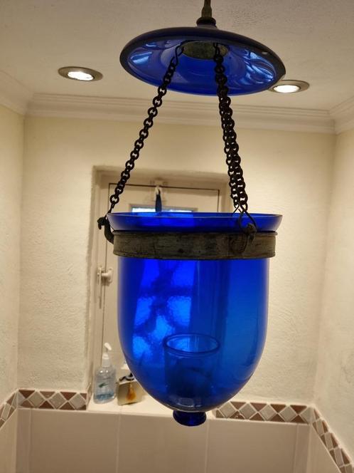 hanglamp lantaarn kaarsen windlicht glas vintage brocante, Huis en Inrichting, Lampen | Plafondlampen, Nieuw, Glas, Metaal, Ophalen of Verzenden