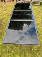 Uitschuifbare tuintafel met zwart glas, Ophalen of Verzenden, Zo goed als nieuw, Rechthoekig