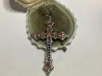 GROOT ANTIEK KRUIS INGELEGD MET MICRO MOZAÏEK VAN ITALIE, Verzenden, Hanger