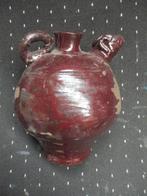 Olielamp antiek aardewerk met dierenkop bruin geglazuurd, Ophalen of Verzenden