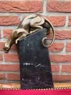 luipaard trotseert de rots, brons en marmer, Antiek en Kunst, Kunst | Beelden en Houtsnijwerken, Ophalen of Verzenden