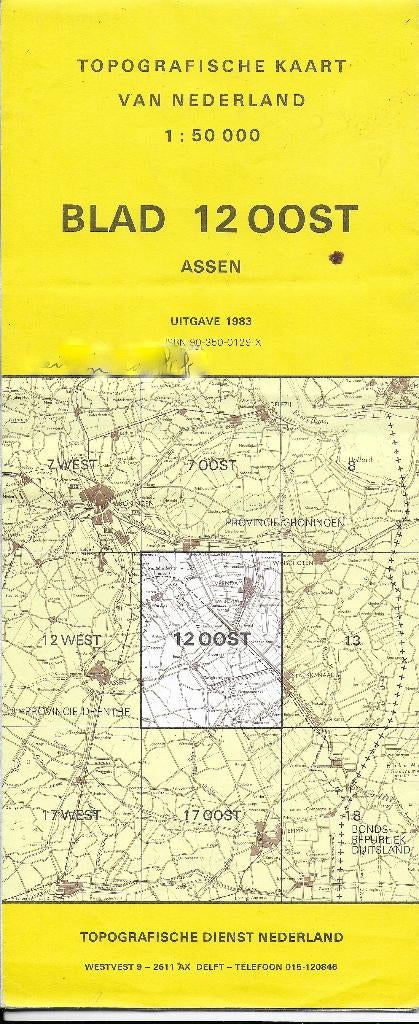 Pl1960 plattegrond blad 12 oost assen 1983 -, Gelezen, 2000 tot heden, Ophalen of Verzenden, Landkaart