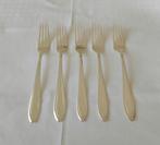 Keltum Puntfilet P2, set van 5 verzilverde (ontbijt) vorken, Huis en Inrichting, Keuken | Bestek, Gebruikt, Ophalen of Verzenden