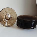 Rookglas Gebaksbordjes - Vintage Charme, Gebruikt, Ophalen of Verzenden, Glas, Bord(en)