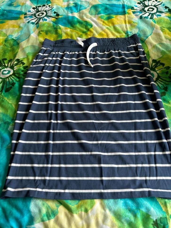 John Cabot rokje blauw wit gestreept XL, Kleding | Dames, Rokken, Zo goed als nieuw, Maat 46/48 (XL) of groter, Blauw, Boven de knie