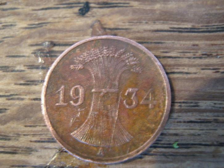 Nazi-Duitsland 1 Reichspfenning 1934, Berlijn #667, Postzegels en Munten, Munten | Europa | Niet-Euromunten, Losse munt, Duitsland