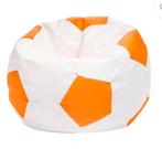 Voetbal zitzak - ecoleer - Ø 90 cm - oranje wit, Huis en Inrichting, Zitzakken, Ophalen, Nieuw, Wit
