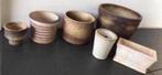 Vintage bruin beige crème kwaliteit terracotta bloempotten, Tuin en Terras, Bloempotten, Rond, Binnen, Ophalen of Verzenden, Zo goed als nieuw
