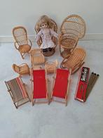 Rotan, rieten poppenstoel,  bankje, strandstoelen, Ophalen of Verzenden, Zo goed als nieuw