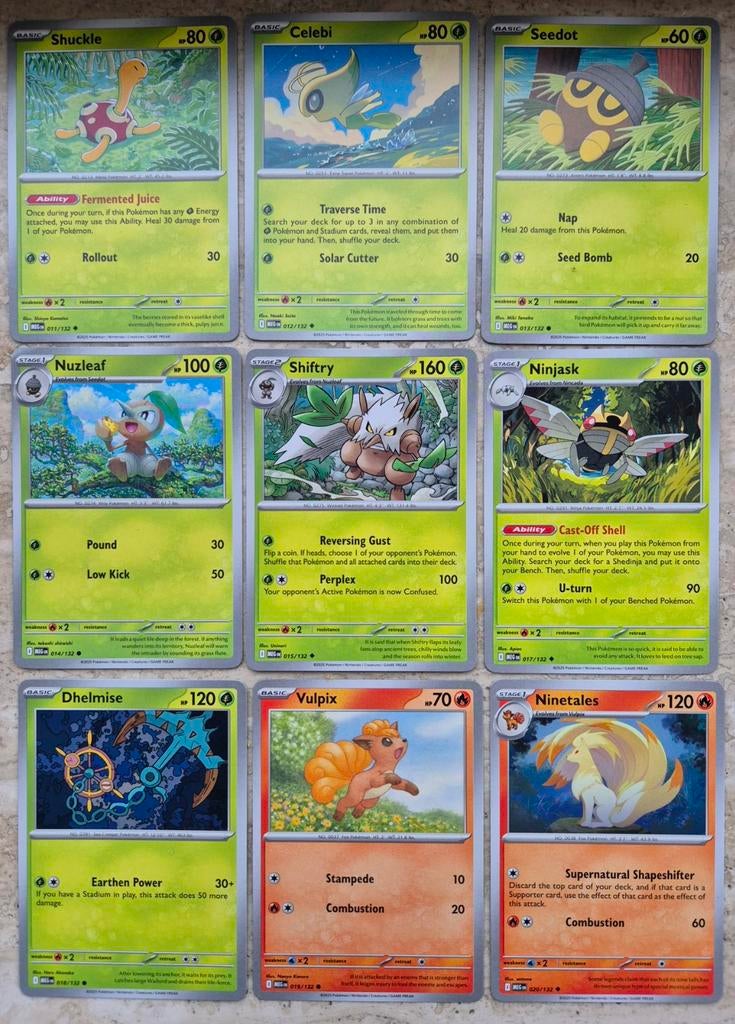 Pokemon kaarten MEG 9x 011 tm 020, Ophalen of Verzenden, Zo goed als nieuw, Meerdere kaarten