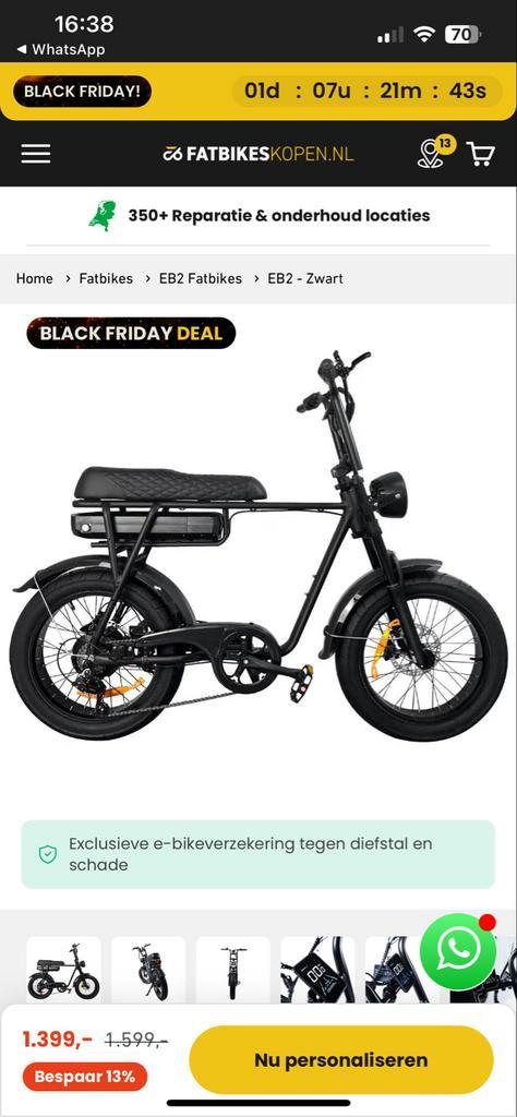 EB2 Fatbike bruin champagne kleur, Fietsen en Brommers, Elektrische fietsen, Gebruikt, Overige merken, 51 tot 55 cm, 50 km per accu of meer