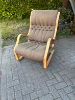 Fauteuil design Asko Finland €245 jaren 70 midcentury, Hout, Gebruikt, 75 tot 100 cm, Ophalen of Verzenden