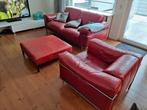Natuzzi leder bankstel, stoel en hocker, Huis en Inrichting, Ophalen, Gebruikt