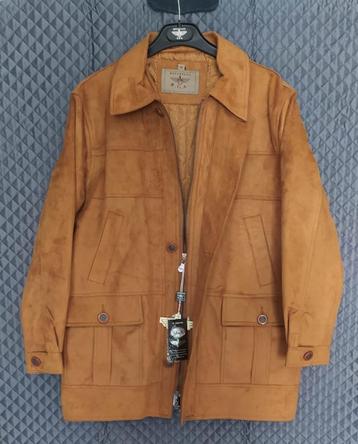 SALE : voorjaars 3/4 jas conjac suede leder in maat M & XL : beschikbaar voor biedingen