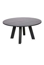 Zwarte eettafel WOOOD met 4 stoffen stoelen, Ophalen, Zo goed als nieuw, Rond, 100 tot 150 cm