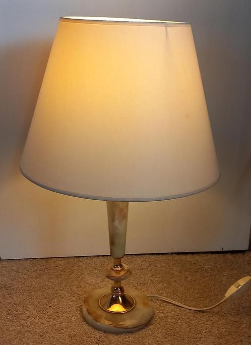 2 schemerlampen, 1 marmeren voet, 1 steen met bloemen voet, Huis en Inrichting, Lampen | Tafellampen, Minder dan 50 cm, Ophalen of Verzenden
