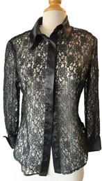 M&S Mode dames blouse – zwart kant, maat 42, Zwart, Maat 42/44 (L), Ophalen of Verzenden, Zo goed als nieuw