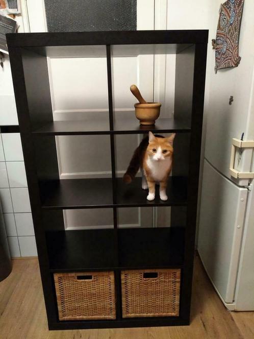 8 vakken zwarte Expedit (Kallax) kast, bezorgen is mogelijk!, Huis en Inrichting, Kasten | Boekenkasten, Gebruikt, 50 tot 100 cm