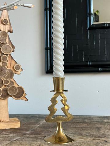 Prachtige vintage kerstboom kandelaar van messing beschikbaar voor biedingen