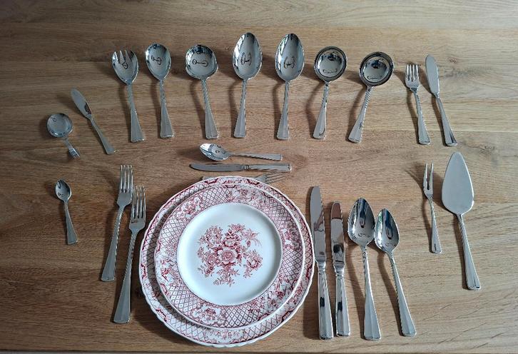 149-delige verzilverde bestekcassette Gerritsen Zilversmeden, Huis en Inrichting, Keuken | Bestek, Zo goed als nieuw, Bestekset