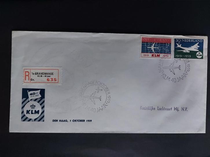 KLM 40 jaar envelop uit 1959 (L167), Postzegels en Munten, Brieven en Enveloppen | Nederland, Envelop, Ophalen of Verzenden