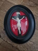 Vintage ovale houten lijst met bol glas foto 1 t/m 3