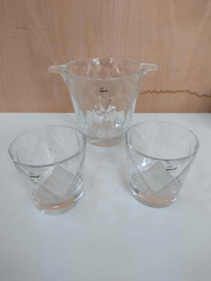 EGO Italy design ijsemmer en whisky glazen, Antiek en Kunst, Antiek | Glas en Kristal, Ophalen of Verzenden