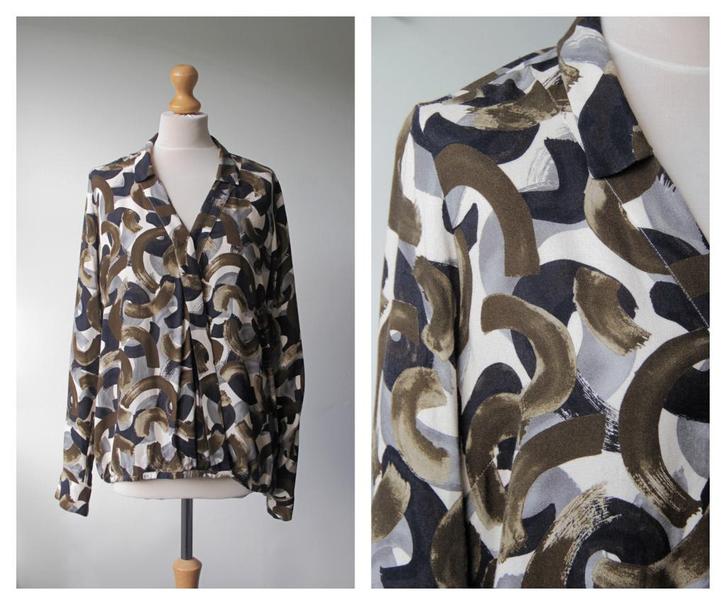 Sandwich - prachtige blouse / khaki groen wit / maat 38, Kleding | Dames, Blouses en Tunieken, Zo goed als nieuw, Maat 38/40 (M)