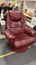 Fauteuil - echt leer - verstelbaar - bordeaux rood, Ophalen, Gebruikt, Leer
