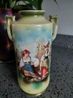 Vintage Aardewerk Vaas met Handgeschilderde Scène, Antiek en Kunst, Ophalen of Verzenden