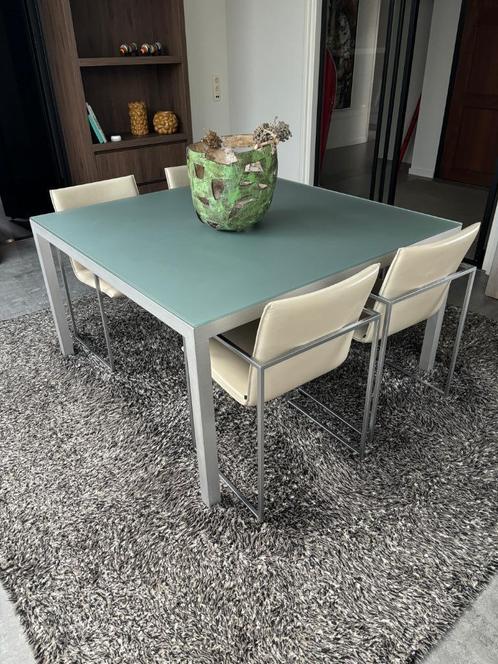 Arco Frame eetkamerstoelen, Huis en Inrichting, Stoelen, Zo goed als nieuw, Vier, Leer, Metaal, Overige kleuren, Ophalen