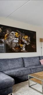 Leeuwenfamilie glazen Schilderij, Antiek en Kunst, Ophalen