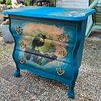 Leuk buikkastje met 3 laden in het petrol blauw groen vogel, Huis en Inrichting, Ophalen, Zo goed als nieuw, 25 tot 50 cm, 50 tot 100 cm
