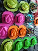 Feest cowboy hoeden 14 fluor roze groen party attributen, Ophalen of Verzenden, Nieuw, Versiering, Carnaval