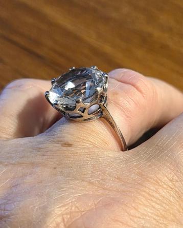 Maat 17 - Prachtige zilveren (925) ring GROTE heldere steen beschikbaar voor biedingen