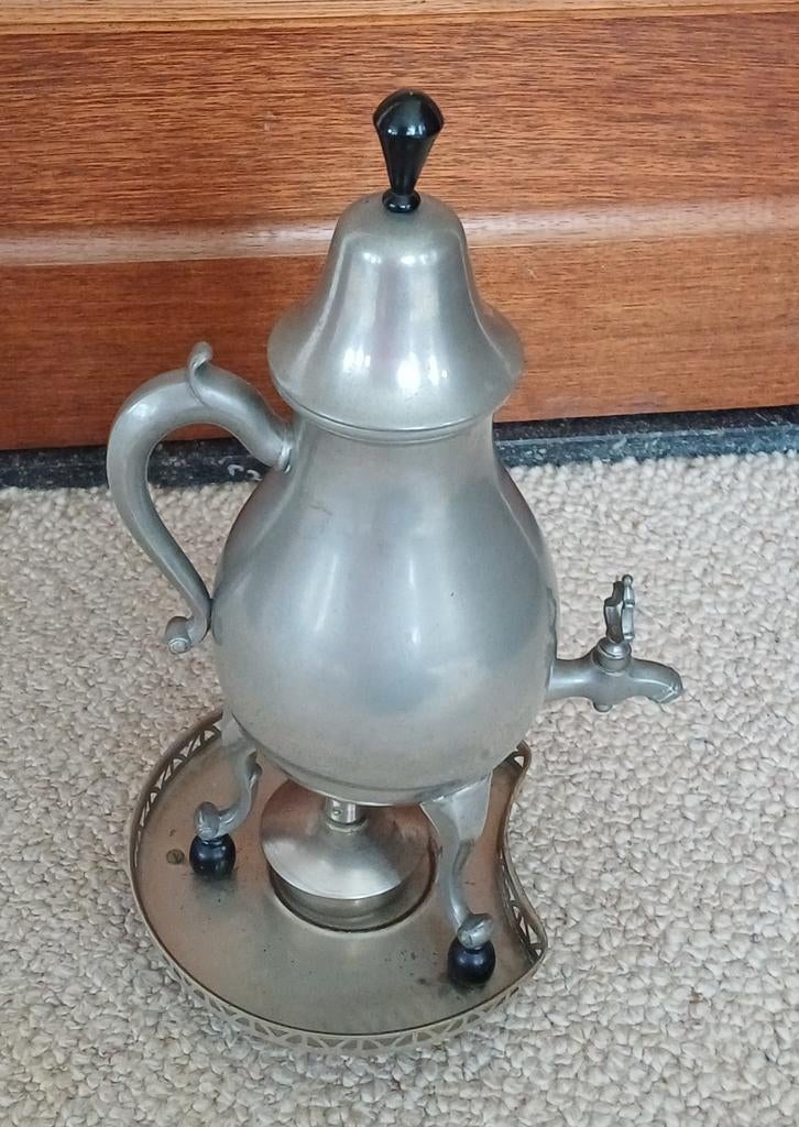 Antieke Tinnen Koffiekan met Rechaud, Antiek en Kunst, Antiek | Tin, Ophalen