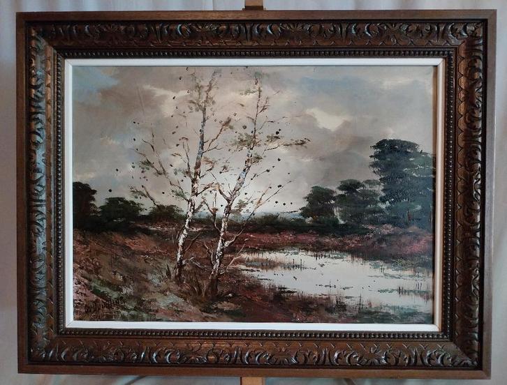 Van Duurling (XXe) - Twee berken - 1950, Antiek en Kunst, Kunst | Schilderijen | Klassiek, Ophalen