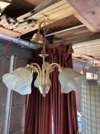 Vintage , hanglamp . Messing kleur met kelkjes ., Huis en Inrichting, Gebruikt, Ophalen