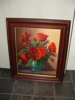 Olieverf stilleven schilderij klaprozen mooie houten lijst