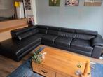 Zwarte leren hoekbank - Gebruikt, Ophalen, 250 tot 300 cm, Gebruikt, Hoekbank
