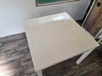 Uitschuifbare witte tafel ikea, bjursta, Huis en Inrichting, Tafels | Eettafels, Ophalen of Verzenden, Zo goed als nieuw, Rechthoekig