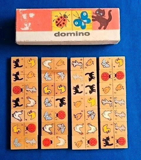1960's Zwarte kat houten dominospel dieren, Hobby en Vrije tijd, Gezelschapsspellen | Overige, Nieuw, Ophalen