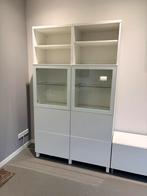IKEA Besta Kast Hoogglans Wit met Glasdeuren, Huis en Inrichting, Kasten | Vitrinekasten, Ophalen, 100 tot 150 cm, Scandinavisch