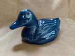 Terracotta spaarpot eendje blauw glazuur, Ophalen of Verzenden, Zo goed als nieuw, Dier