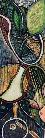 Bladeren   Abstract -mixed media  Aaltje Wals eigen werk, Antiek en Kunst, Ophalen of Verzenden