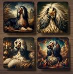 Afghaanse Windhond Barok onderzetters met houder, Huis en Inrichting, Ophalen of Verzenden, Nieuw, Glas of Kopje