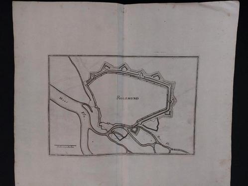 15 / plattegrond Roermond Gravure uit 1659 van C. Merian, Antiek en Kunst, Kunst | Etsen en Gravures, Ophalen of Verzenden