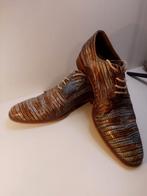 Zgan Melik Leren Herenschoen Mt 41 met print: Top Kwaliteit!, Ophalen, Bruin, Veterschoenen, Melik
