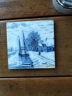 Oude blauw-witte tegel met Hollands landschap, Ophalen of Verzenden