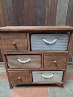 Ladekast gangkast kastje met houten lades en opbergmanden, Huis en Inrichting, Kasten | Ladekasten, Ophalen, 50 tot 100 cm, 3 of 4 laden